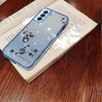 Case for Samsung Galaxy S21 FE, Glitter Flower, blue