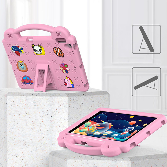 Children's case for iPad 10.2" 2021/2020/2019 (9/8/7 gen.) / Air 10.5" 2019 (3 gen.), Cute Patterns, with stand, pink