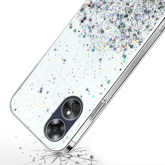 Case for Oppo A17, Glittery, transparent