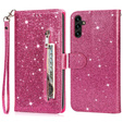 Flip case for Samsung Galaxy A56 5G, Wallet Zipper Pocket Glittery, pink