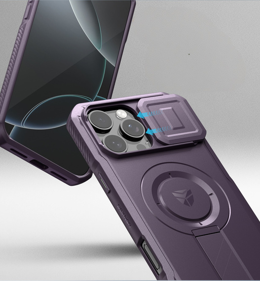 Armored case for iPhone 16 Pro Max, Dexnor CamProtect MagSafe, purple