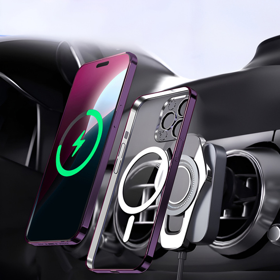 Case for iPhone 14 Pro, Electro MagSafe, purple + Screen Glass