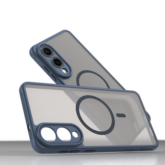 Case for Samsung Galaxy S25 Edge, Kickstand Matt Case, for MagSafe, blue + Screen protector