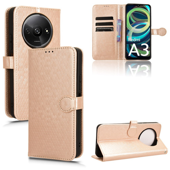 Flip case for Xiaomi Redmi A3, Wallet Rhombus, pink