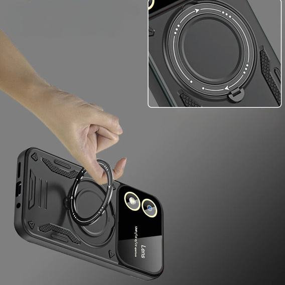 Armored Case for Motorola Moto G24 / G24 Power / G04, Magnetic Ring, black