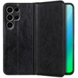 Case for Samsung Galaxy S23 Ultra, Wallet Litchi Leather, black