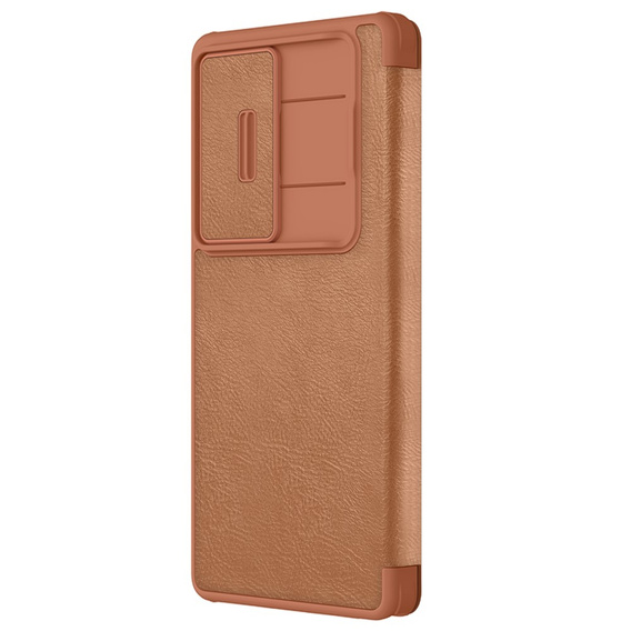 NILLKIN flip case for Samsung Galaxy S25 Ultra, CamShield Qin Pro, leather, brown