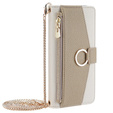Flip case for Motorola Edge 40 Neo 5G, Wallet Zipper Pocket, with mirror, white
