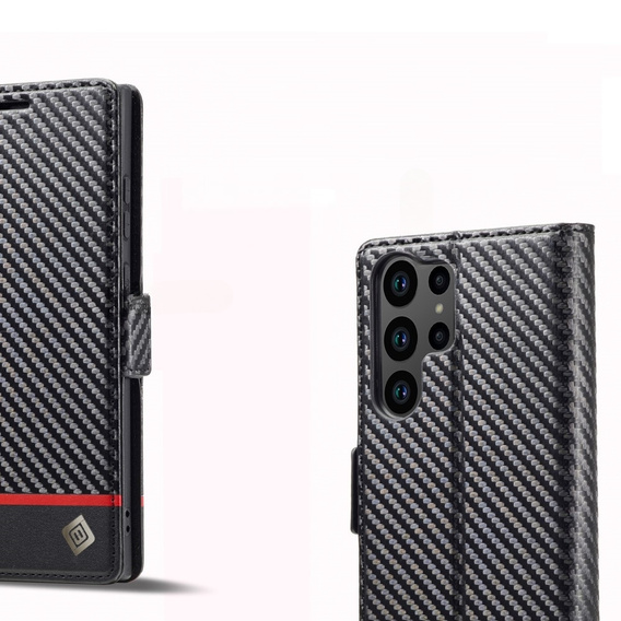 Flip case for Samsung Galaxy S24 Ultra, Carbon LC.IMEEKE, black