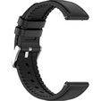 22mm Genuine Leather Coated Silicone Watch Band - Black