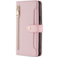 Flip case for Samsung Galaxy S23, Wallet Zipper Pocket, pink