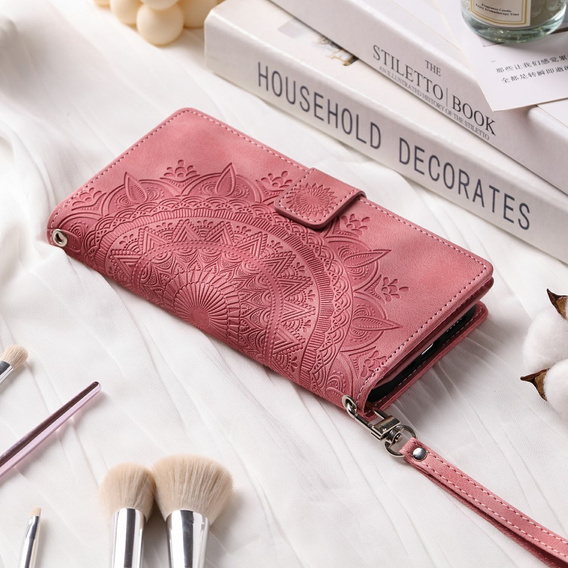 Flip case for Xiaomi Redmi Note 13 Pro 4G / Xiaomi Redmi Note 14S / Xiaomi Poco M6 Pro 4G, Mandala, pink rose gold