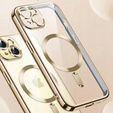 Case for iPhone 15, Electro MagSafe, gold + Screen Glass