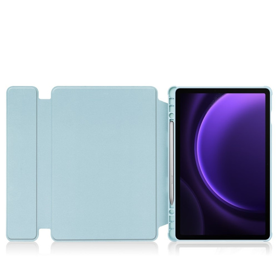 Keyboard case for Samsung Galaxy Tab S10 Lite / S10 FE / S9 FE, Rotary 360° Leather, light blue