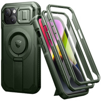 Armored case for iPhone 13 / iPhone 14, Dexnor CamProtect MagSafe, green (Two frames)
