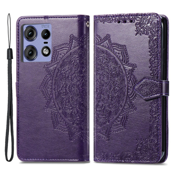 Flip case for Motorola Edge 50 Pro, Mandala, purple