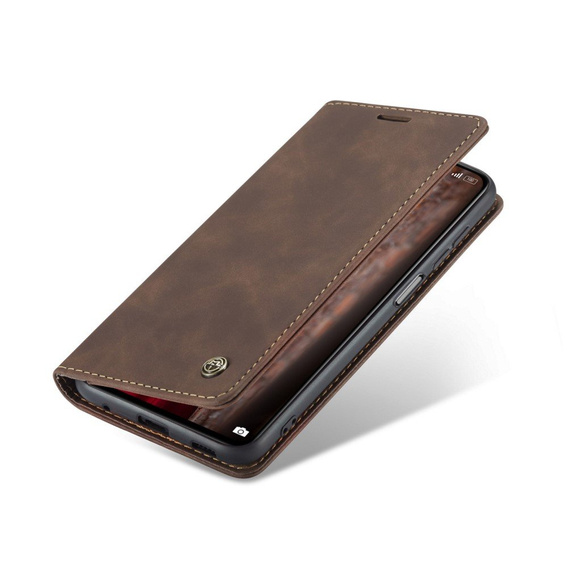 CASEME case for Xiaomi Redmi Note 10 Pro, Leather Wallet Case, coffee
