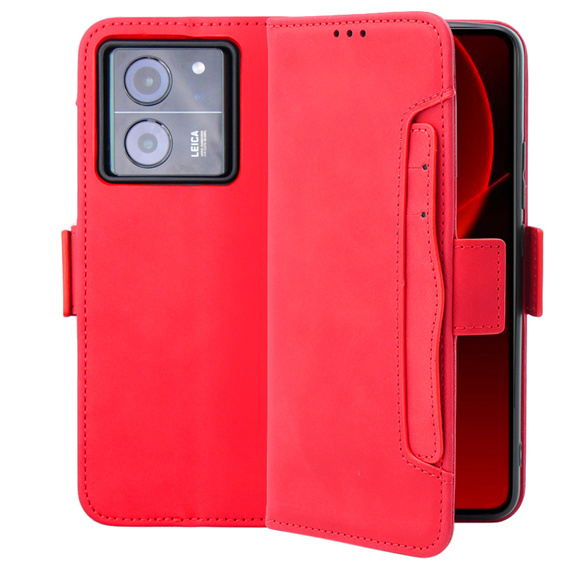 Flip case for Xiaomi 13T / 13T Pro, Card Slot, red