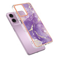 Protective Case for Motorola Moto G24 / G24 Power / G04, Marble Slim Case, dark purple
