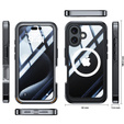 Case for iPhone 16 Plus, Shockproof, with glass, for MagSafe, black