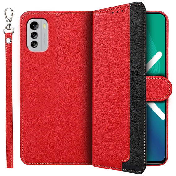 Flip case for Nokia G60 5G, KHAZNEH RFID Case, Dual Color, red
