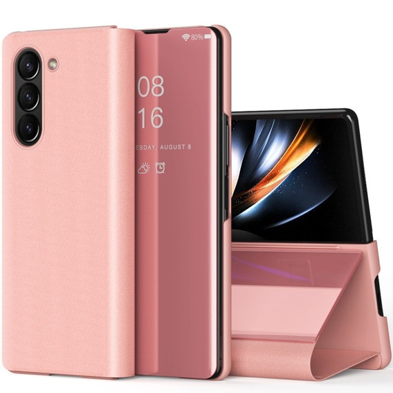 Case for Samsung Galaxy Z Fold 5 5G, Clear View, pink rose gold