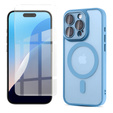 Case for iPhone 16 Pro, for MagSafe, ERBORD Matt Case, blue + Screen Glass