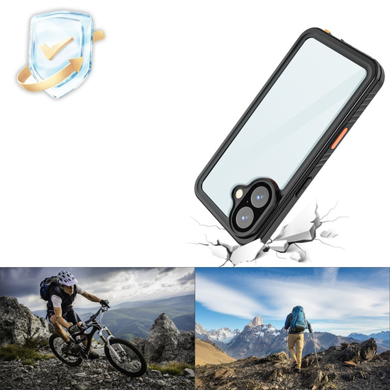 IP68 Waterproof Case for iPhone 16 Plus, black