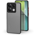Silicone case for Xiaomi Redmi Note 13 Pro 5G, with camera protection, transparent / black + Tempered Glass 9H