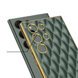 Case for Samsung Galaxy S24 Ultra, Leather Rhombus, green