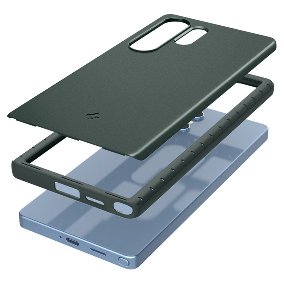 Spigen case for Samsung Galaxy S25 Ultra, Thin Fit Mag, green + 9H tempered glass