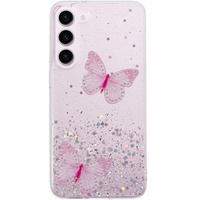 Case for Samsung Galaxy S24, Glitter Butterfly, pink