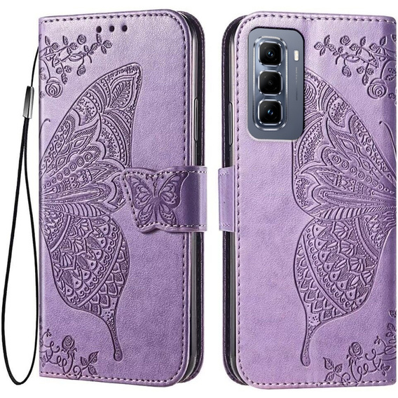 Flip case for Infinix Hot 50 Pro 4G, Butterfly, purple