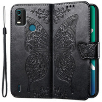 Flip case for Nokia C21 Plus, Butterfly, black