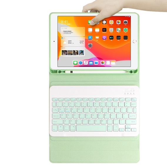 Case + keyboard iPad 10.2 7/8/9 gen 2019/2020/2021, Keyboard Cover Pen Slot, green