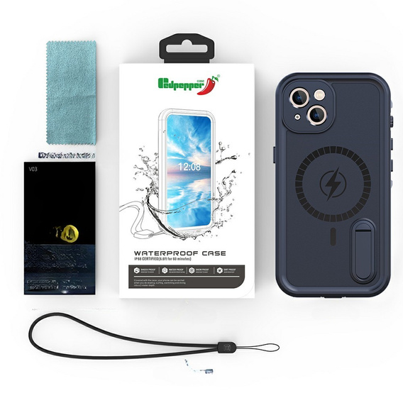 Waterproof case for iPhone 13, Redpepper, for MagSafe, black