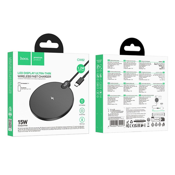 Inductive charger with LED display, 15 W