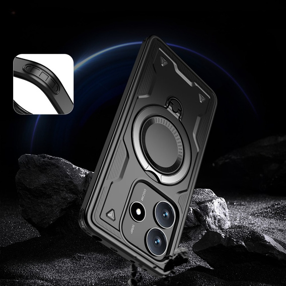 Case for Xiaomi Redmi Note 14 5G, Military MagSafe, black + 9H glass