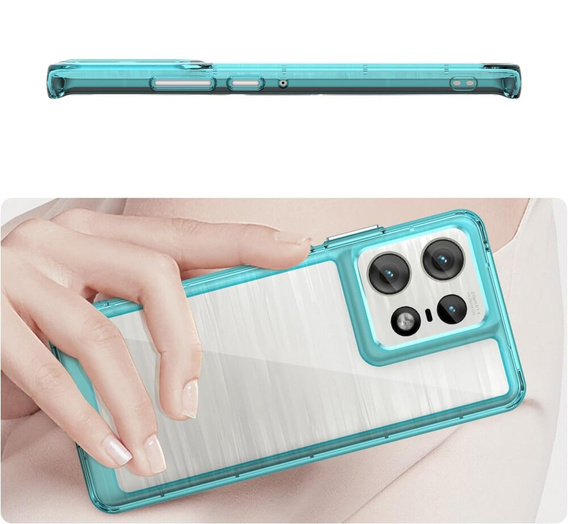 Case for Motorola Edge 50 Pro, Fusion Hybrid, transparent / blue