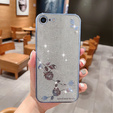 Case for iPhone SE 2022 / SE 2020 / 8 / 7, Glitter Flower, blue
