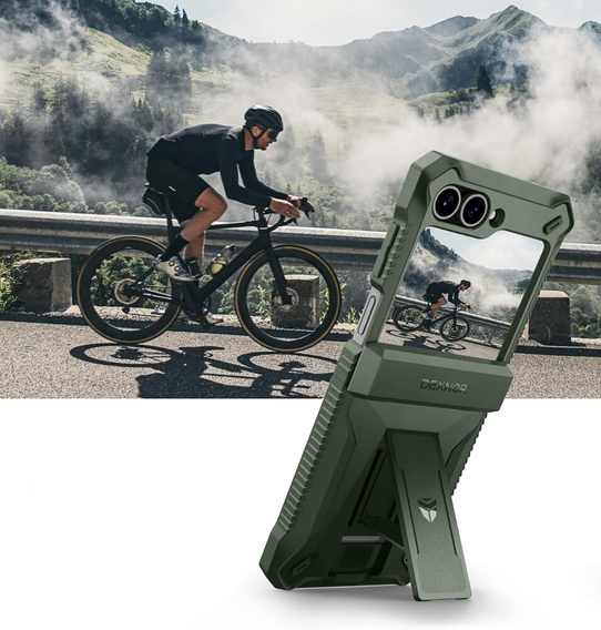 Armored Case for Samsung Galaxy Z Flip7 FE / Z Flip6, Dexnor Clip Holder, green