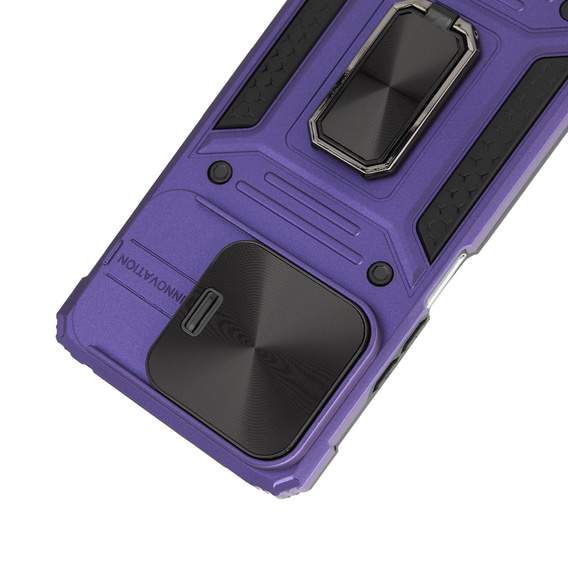 Armored Case for Xiaomi Redmi Note 13 5G, CamShield Slide, purple + Tempered Glass 9H