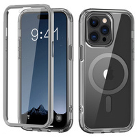 Case for iPhone 16 Pro Max, Shockproof Hybrid, with screen film, for MagSafe, grey