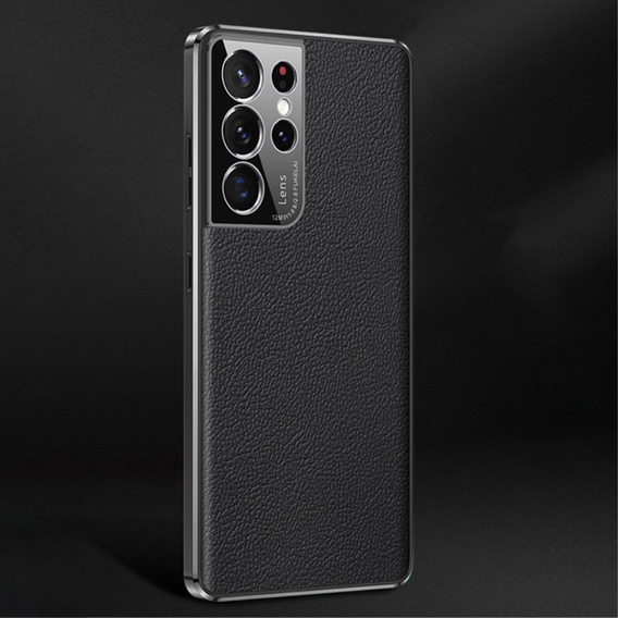 Case for Samsung Galaxy S23 Ultra, Cowhide Leather, black