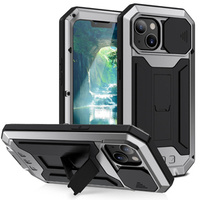 Case for iPhone 13 Mini, R-JUST CamShield Slide, armoured, silver / black