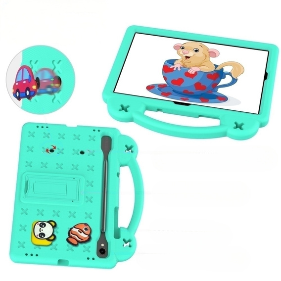 Children's case for Samsung Galaxy Tab S7/S8/S9, Cute Patterns, with stand, green