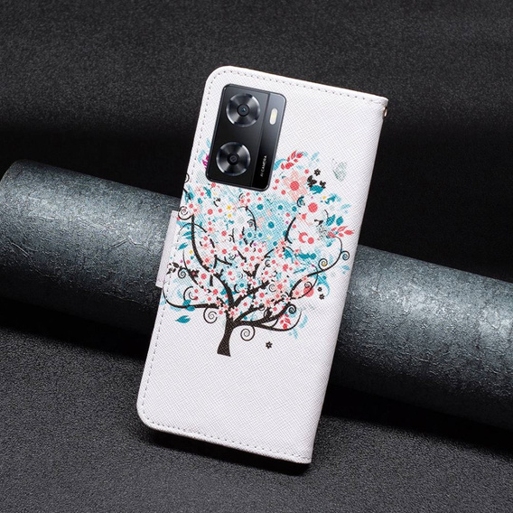 Flip case for OPPO A57 / A57s, Wallet, colorful tree, white
