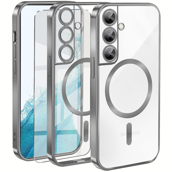Case for Samsung Galaxy S22, Electro MagSafe, silver + Screen Glass