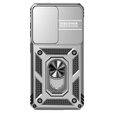 Armoured case with stand and lens cover for Samsung Galaxy S26, silver