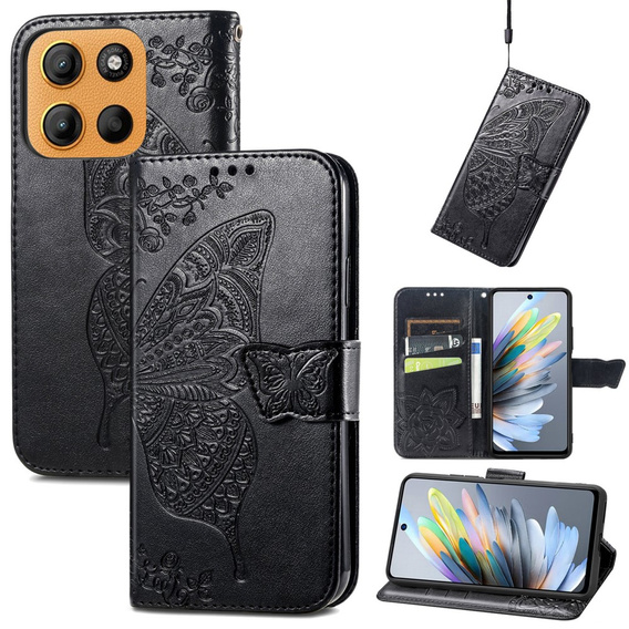 Flip case for Motorola Moto G15 / Motorola Moto G15 Power, Butterfly, black